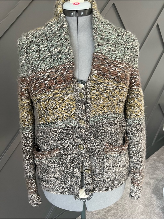 Wilfred Sweaters - Wilfred Multicolor Gray Brown Olive Knit Shawl Collar Cardigan